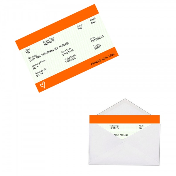 Personalised ORANGE Train Ticket Metal Wallet / Purse Sentimental Card